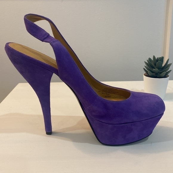 Nine West Purple Suede Pumps | Platform Heels - Picture 5 of 14